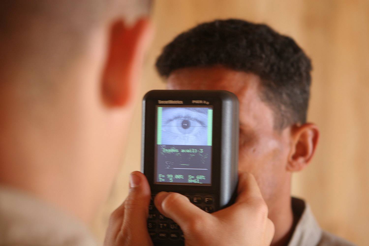 On 28 March 2006, An Iraqi recruit gets processed through the Biometric Automated Tool Set System before leaving for boot camp at the Recuiting Station, Fallujah, Iraq. Cpl Spencer M. Murphy, USMC via Flickr